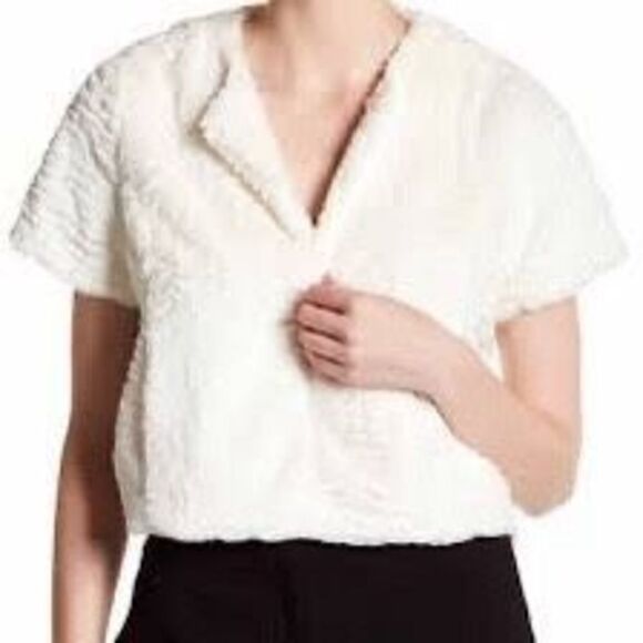 Cynthia Steffe Reagan Ivory Teddy Cropped Jacket - Picture 1 of 13